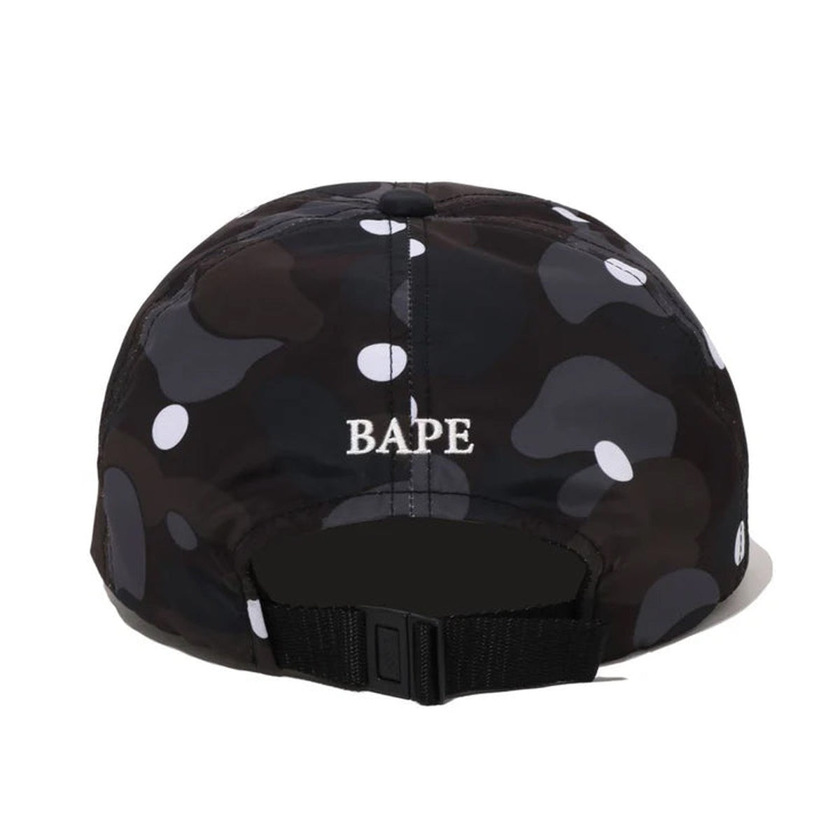 A BATHING APE BAPE ABC DOT CAMO ONE POINT PANEL CAP BLACK
