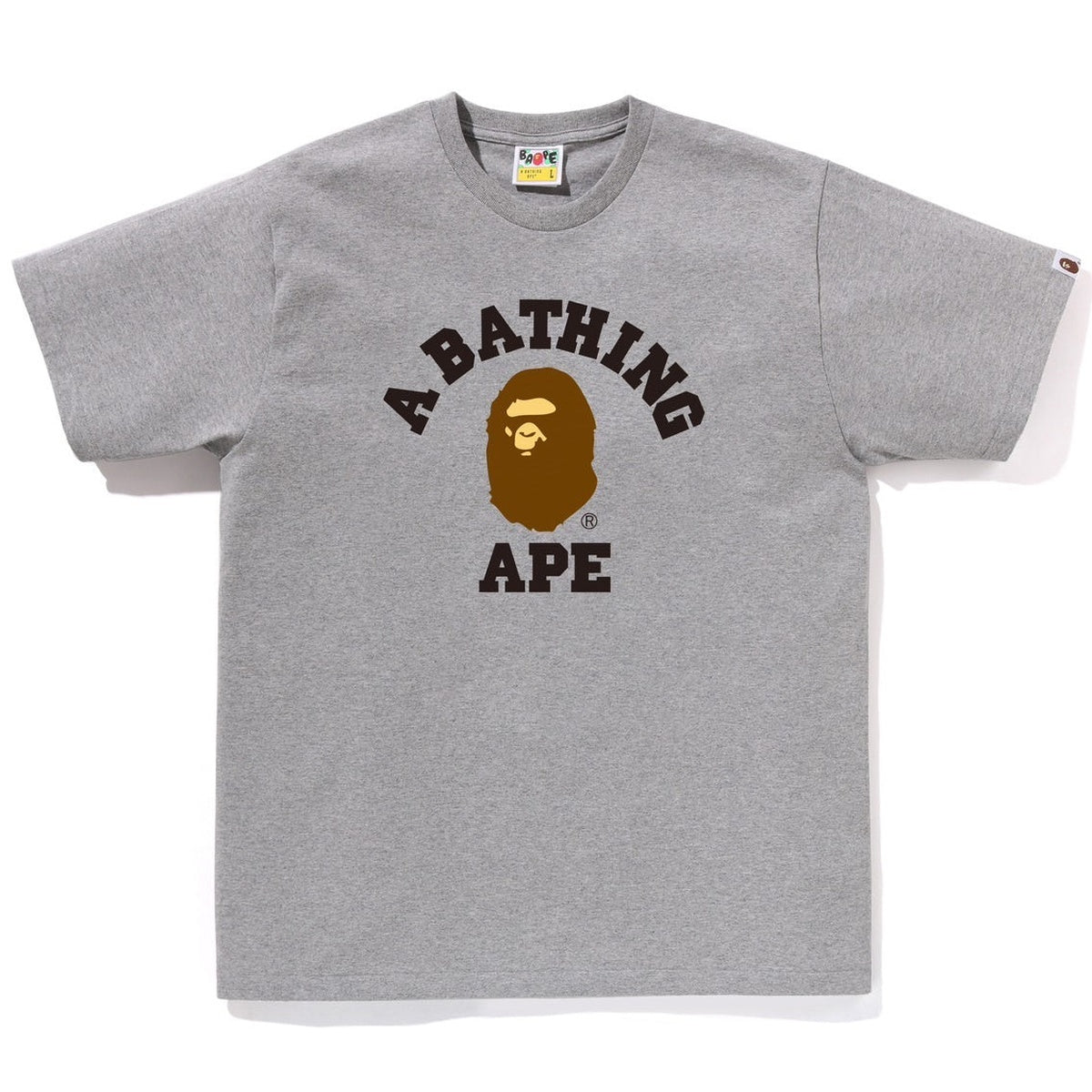 A BATHING APE BAPE COLLEGE TEE GRAY