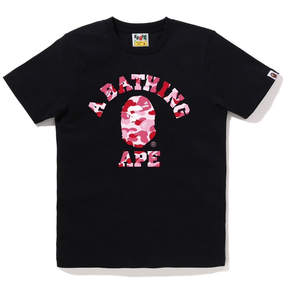 A BATHING APE BAPE Ladies' ABC CAMO COLLEGE TEE BLACK PINK