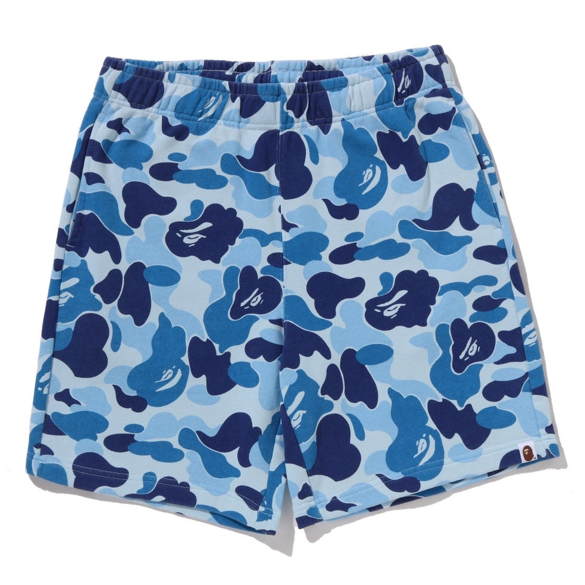 A BATHING APE BAPE ABC CAMO SWEAT SHORTS BLUE
