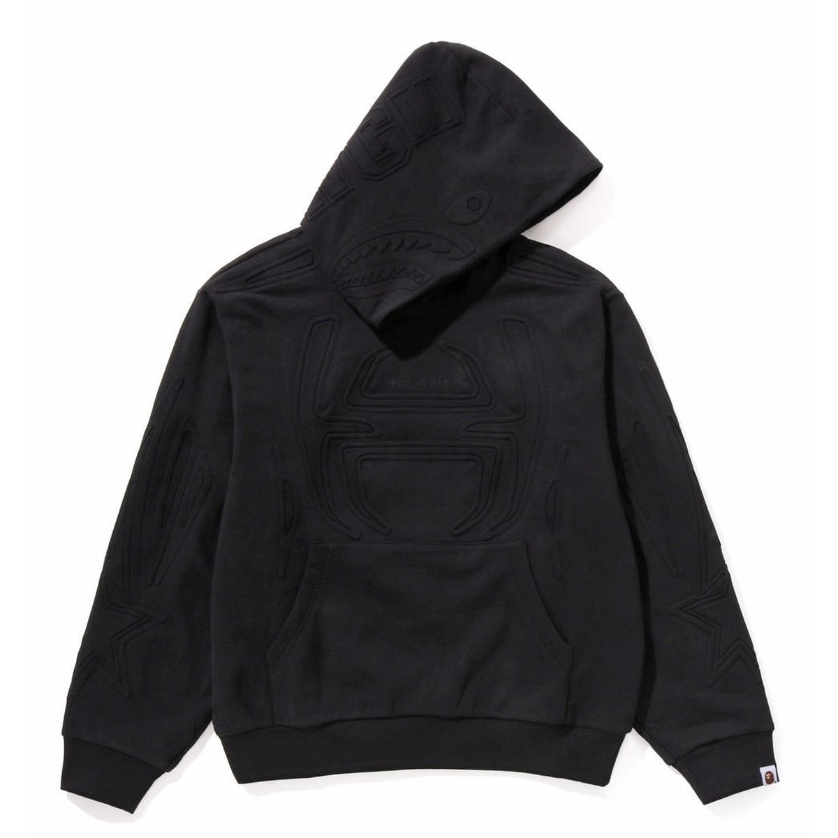 A BATHING APE BAPE PADDED SHARK CROPPED FIT PULLOVER HOODIE GRAY
