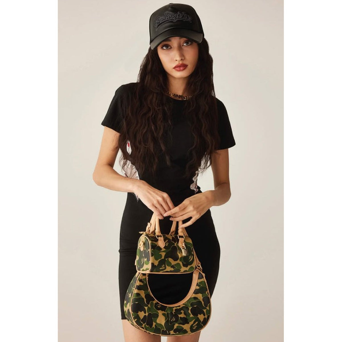 A BATHING APE BAPE Ladies' ABC CAMO MINI SHOULDER BAG GREEN