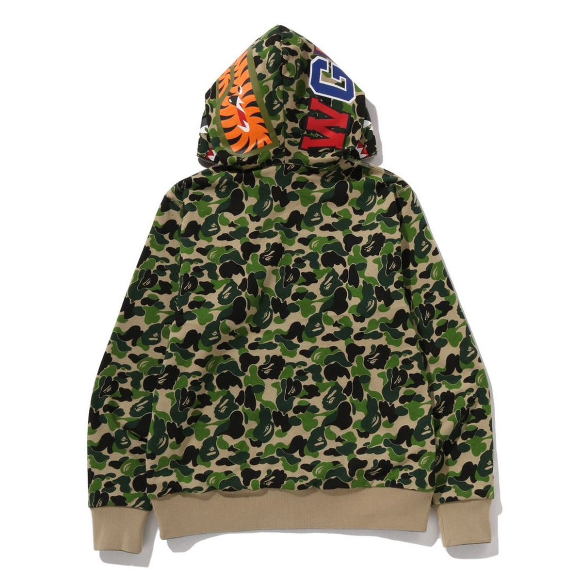 A BATHING APE BAPE ABC CAMO REVERSIBLE SHARK FULL ZIP HOODIE GREEN