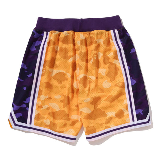 A BATHING APE BAPE M&N NBA LOS ANGELS LAKERS SWINGMAN SHORTS YELLOW