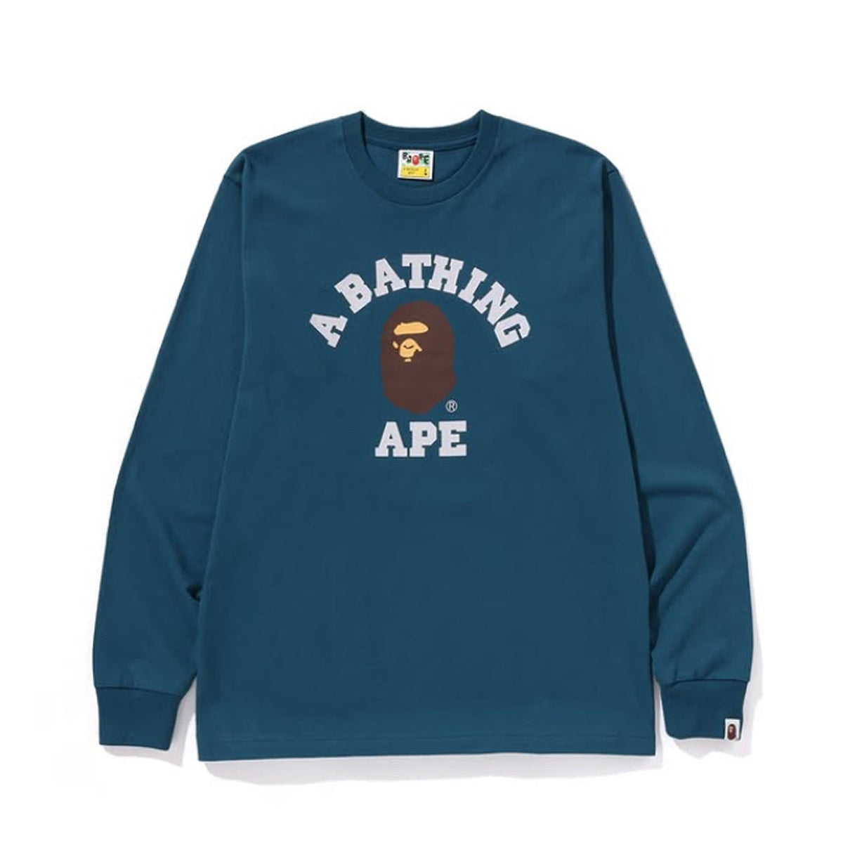 A BATHING APE BAPE COLLEGE L/S TEE NAVY