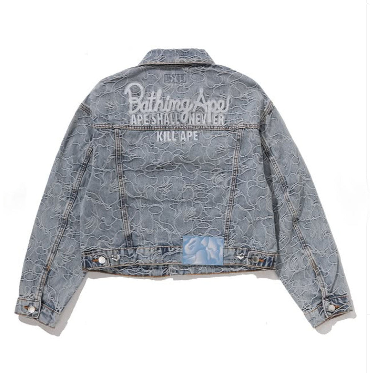 A BATHING APE BAPE Ladies' LINE CAMO CROPPED DENIM JACKET INDIGO