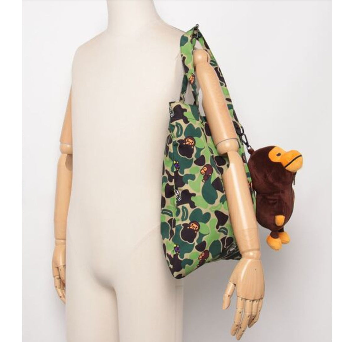 A BATHING APE BAPE BABY MILO STORE BABY MILO PLUSH DOLL RECYCLE TOTE BAG GREEN