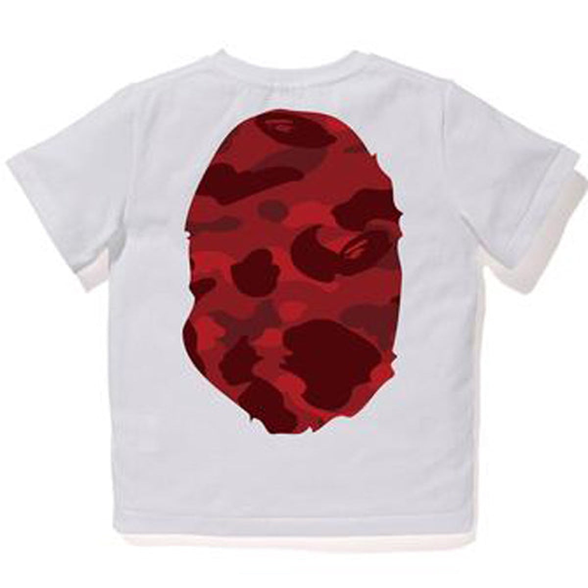 A BATHING APE BAPE KIDS COLOR CAMO BIG APE HEAD TEE WHITE RED