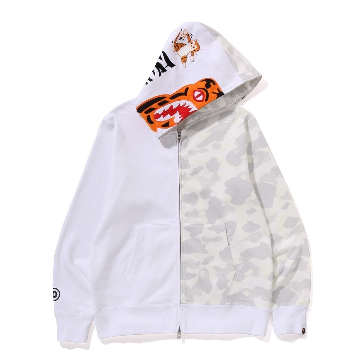 A BATHING APE BAPE CITY CAMO TIGER SHARK FULL ZIP HOODIE WHITE