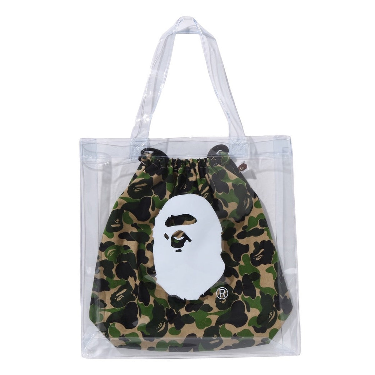 A BATHING APE BAPE ABC CAMO CLEAR TOTE BAG GREEN
