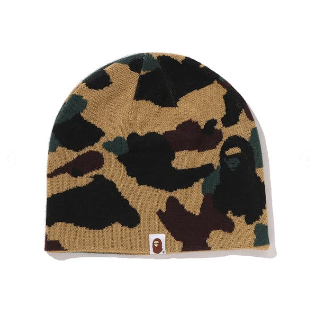A BATHING APE BAPE LADIES' 1ST CAMO CRYSTAL LOGO BEANIE YELLOW