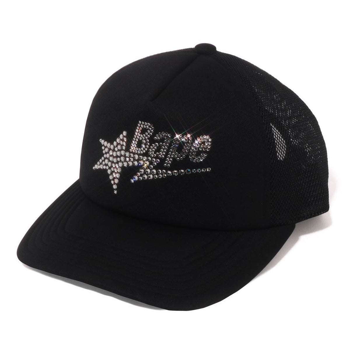 A BATHING APE Ladies' CRYSTAL STONE BAPE STA LOGO MESH CAP BLACK