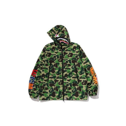 A BATHING APE BAPE ABC CAMO SHARK HOODIE JACKET GREEN