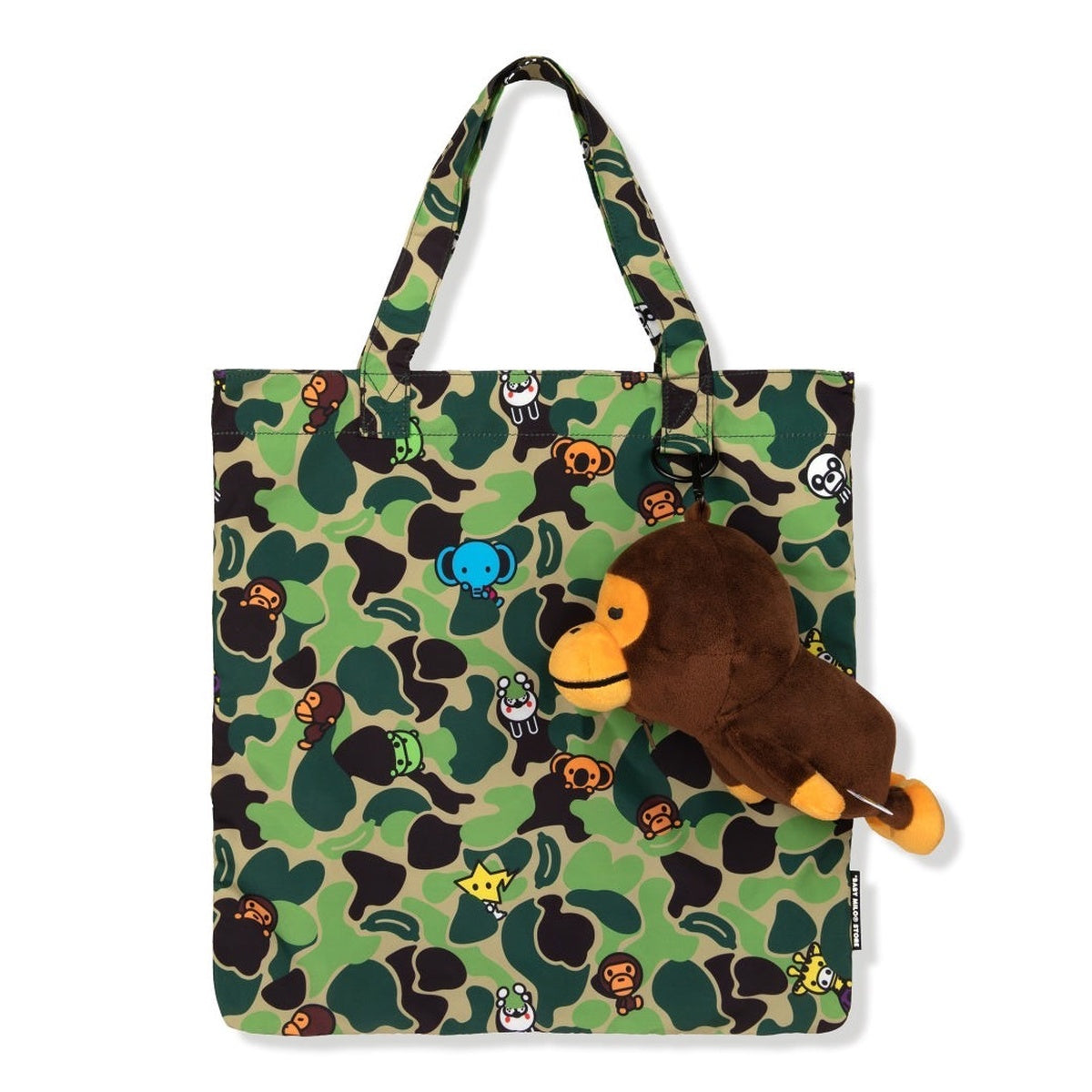 A BATHING APE BAPE BABY MILO STORE BABY MILO PLUSH DOLL RECYCLE TOTE BAG GREEN