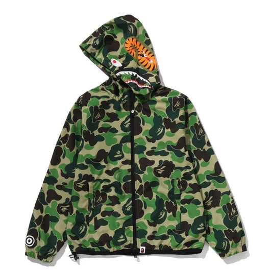 A BATHING APE BAPE Ladies' ABC CAMO SHARK HOODIE JACKET GREEN