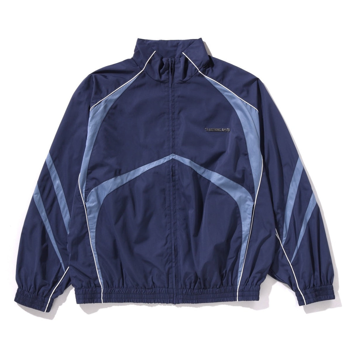 A BATHING APE BAPE LINE CAMO METAL LOGO TRACK JACKET NAVY