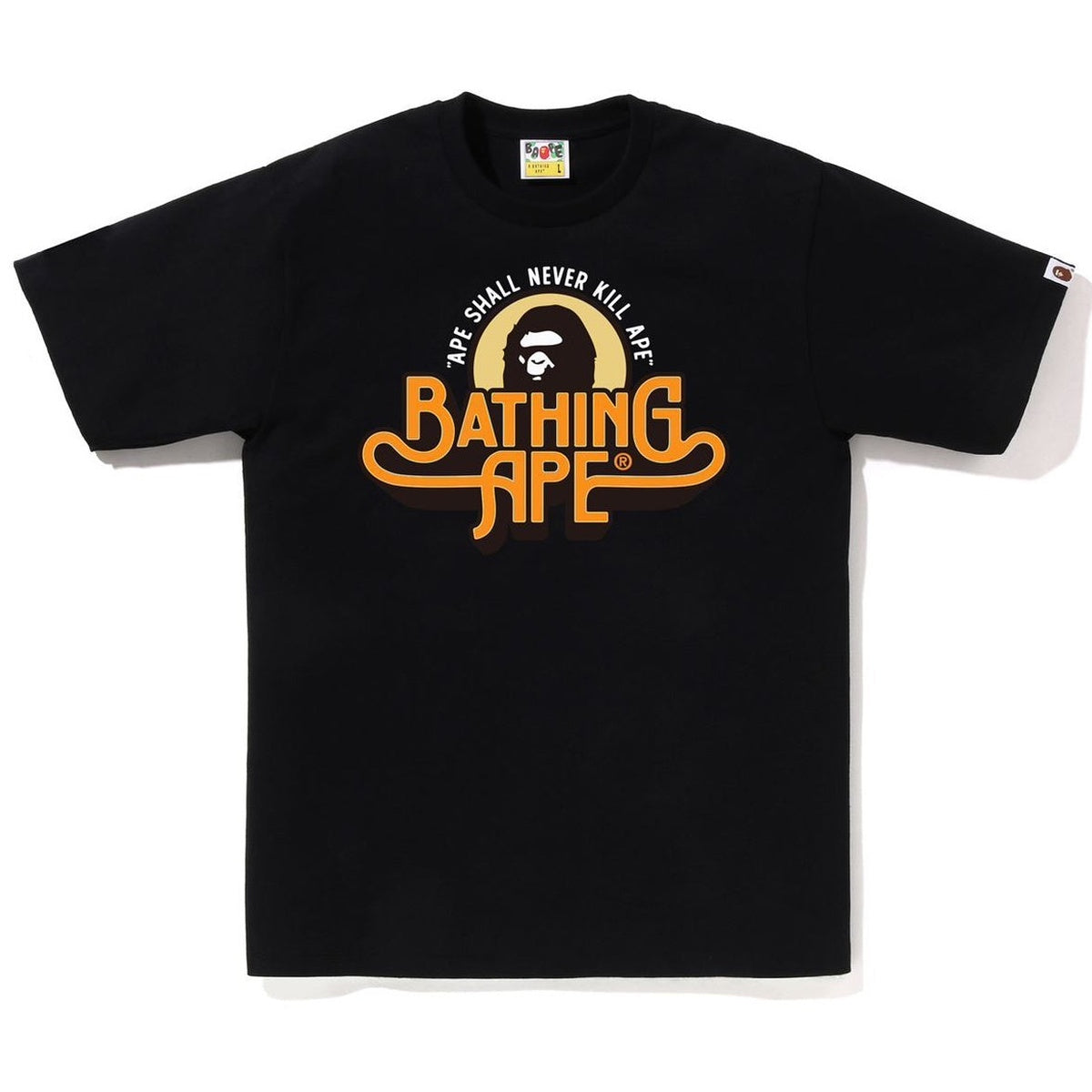 A BATHING APE BAPE GENUINE GARMENT LOGO TEE BLACK