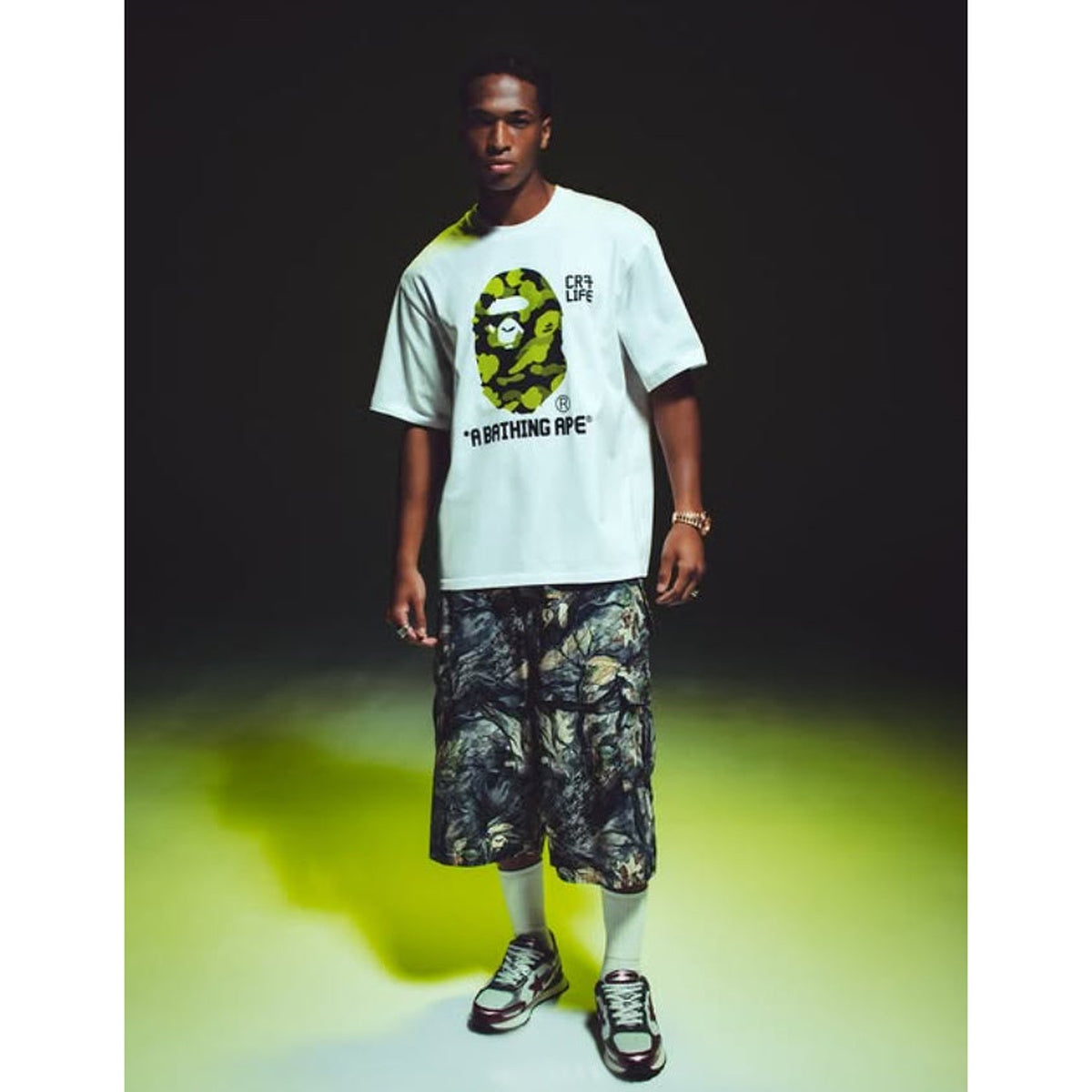 A BATHING APE BAPE CR7 LIFE APE RELAXED FIT TEE WHITE