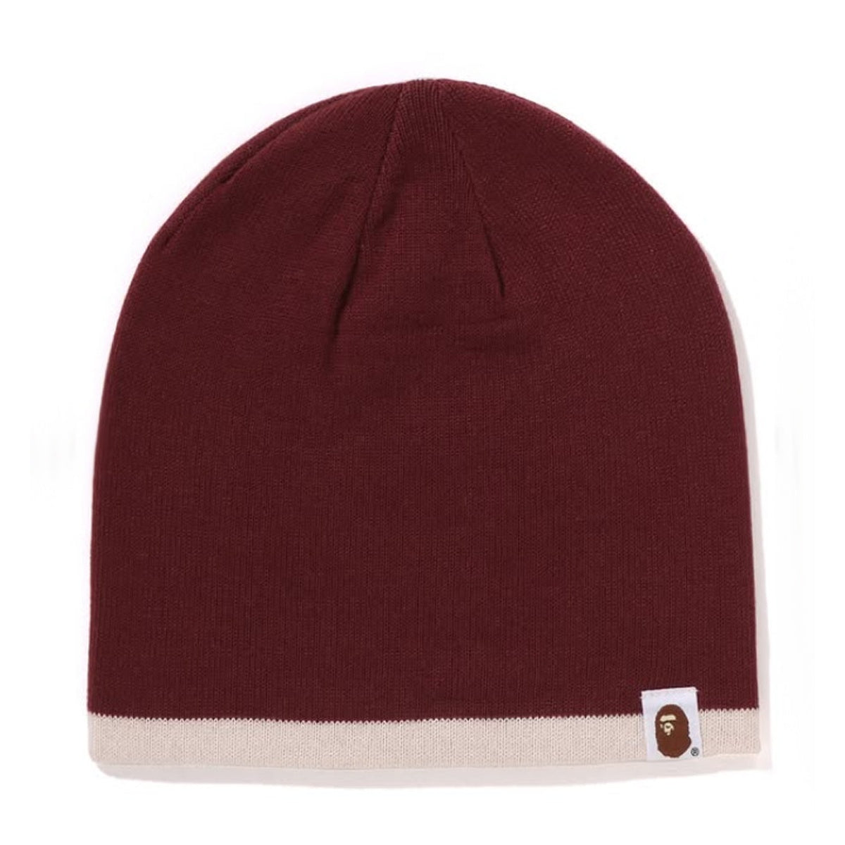 A BATHING APE BAPE MAD FACE KNIT CAP BURGUNDY