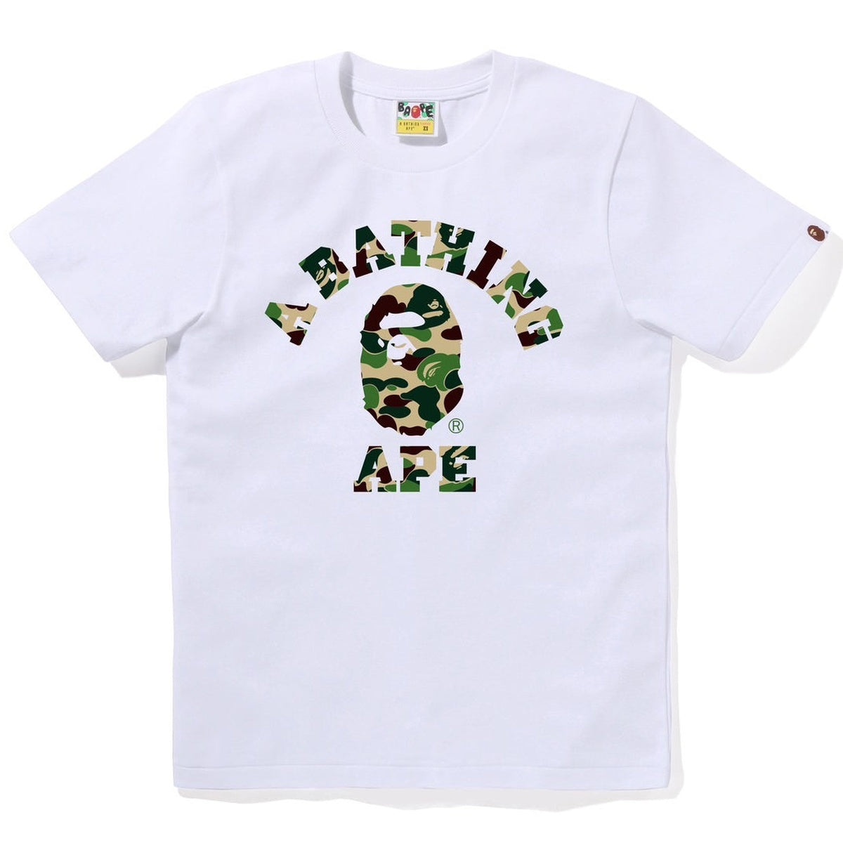 A BATHING APE BAPE Ladies' ABC CAMO COLLEGE TEE WHITE GREEN