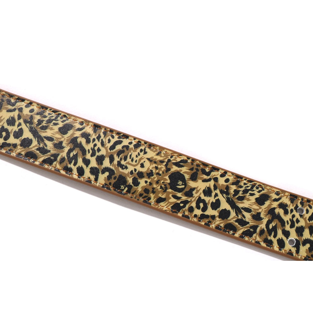 A BATHING APE BAPE WILD LEOPARD PATTERN LEATHER BELT BROWN