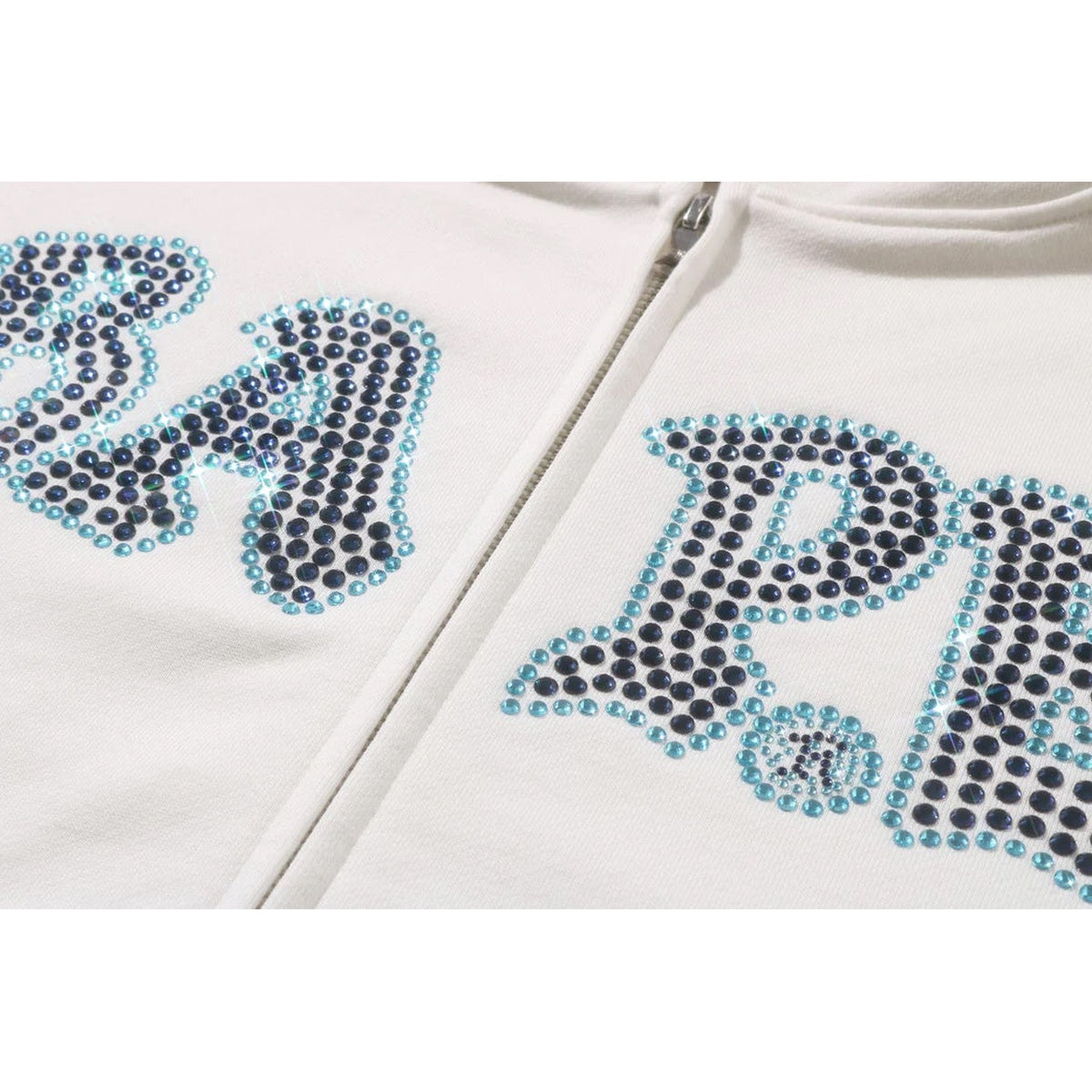 A BATHING APE Ladies' CRYSTAL STONE BAPE ZIP HOODIE WHITE