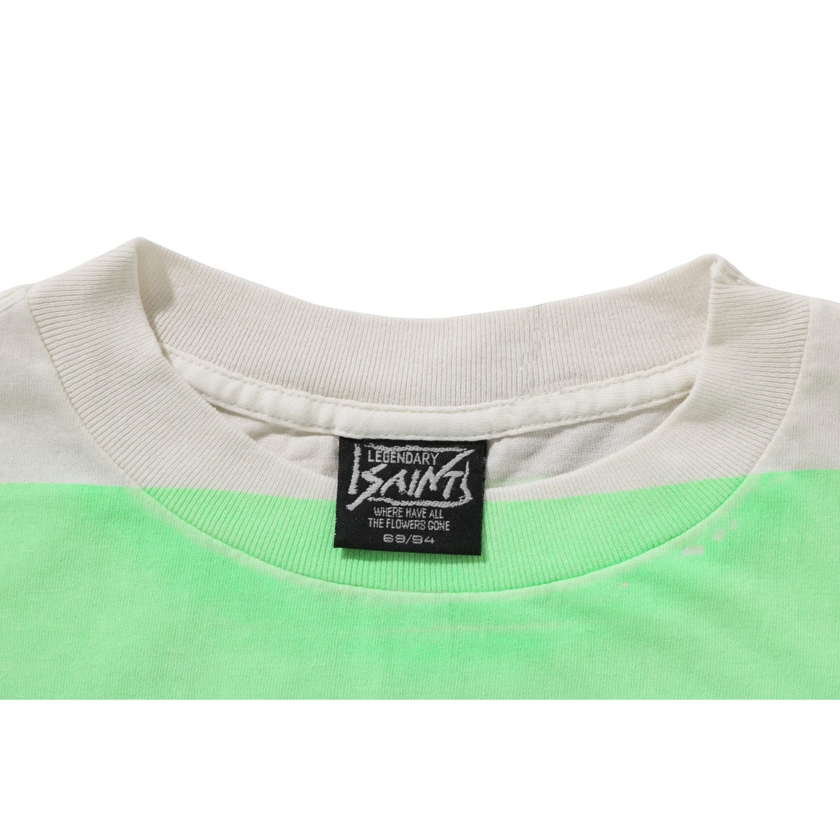A BATHING APE BAPE SAINT MXXXXXX MAD FACE HANDPRINTING TEE WHITE X GREEN