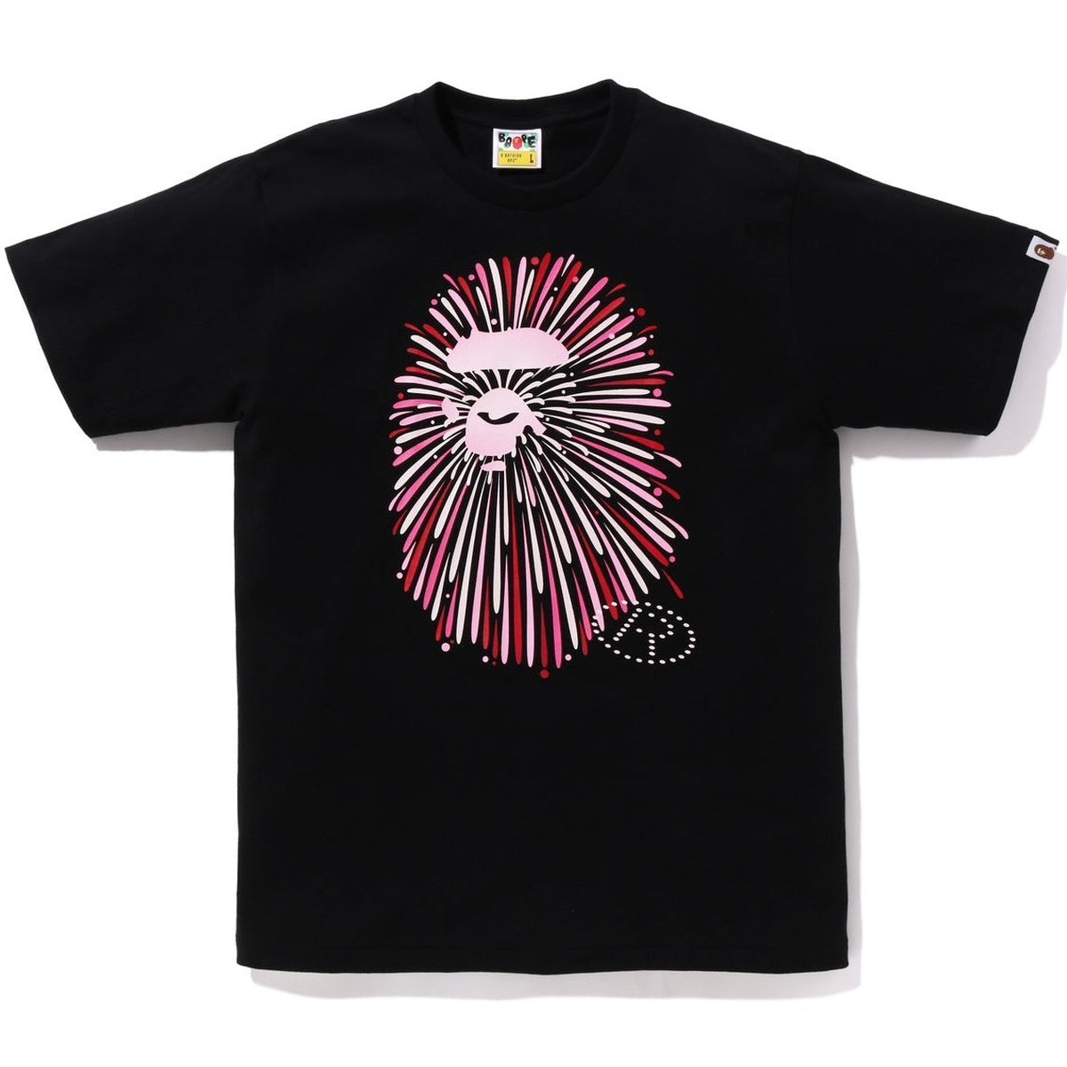 A BATHING APE BAPE APE HEAD FIREWORK TEE #1 BLACK PINK