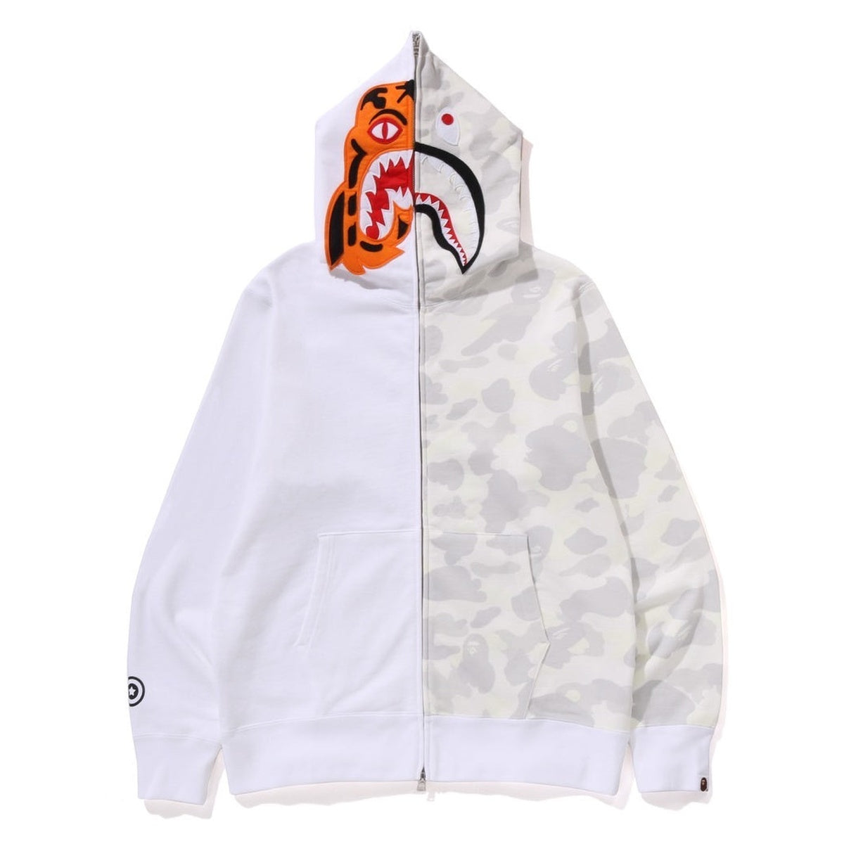 A BATHING APE BAPE CITY CAMO TIGER SHARK FULL ZIP HOODIE WHITE