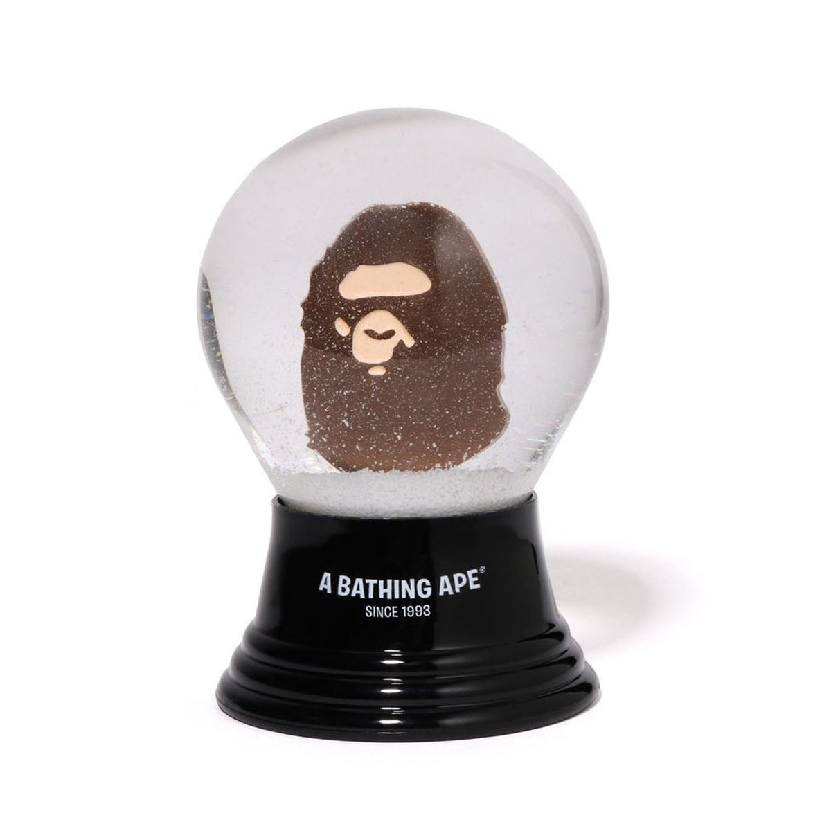 A BATHING APE BAPE APE HEAD SNOW GLOBE BROWN