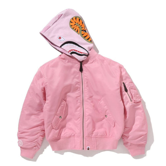 A BATHING APE BAPE Ladies' SHARK HOODIE MA-1 JACKET PINK