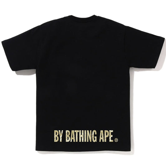 A BATHING APE BAPE JAPANESE INDIGO ART CAMO APE FACE TEE BLACK