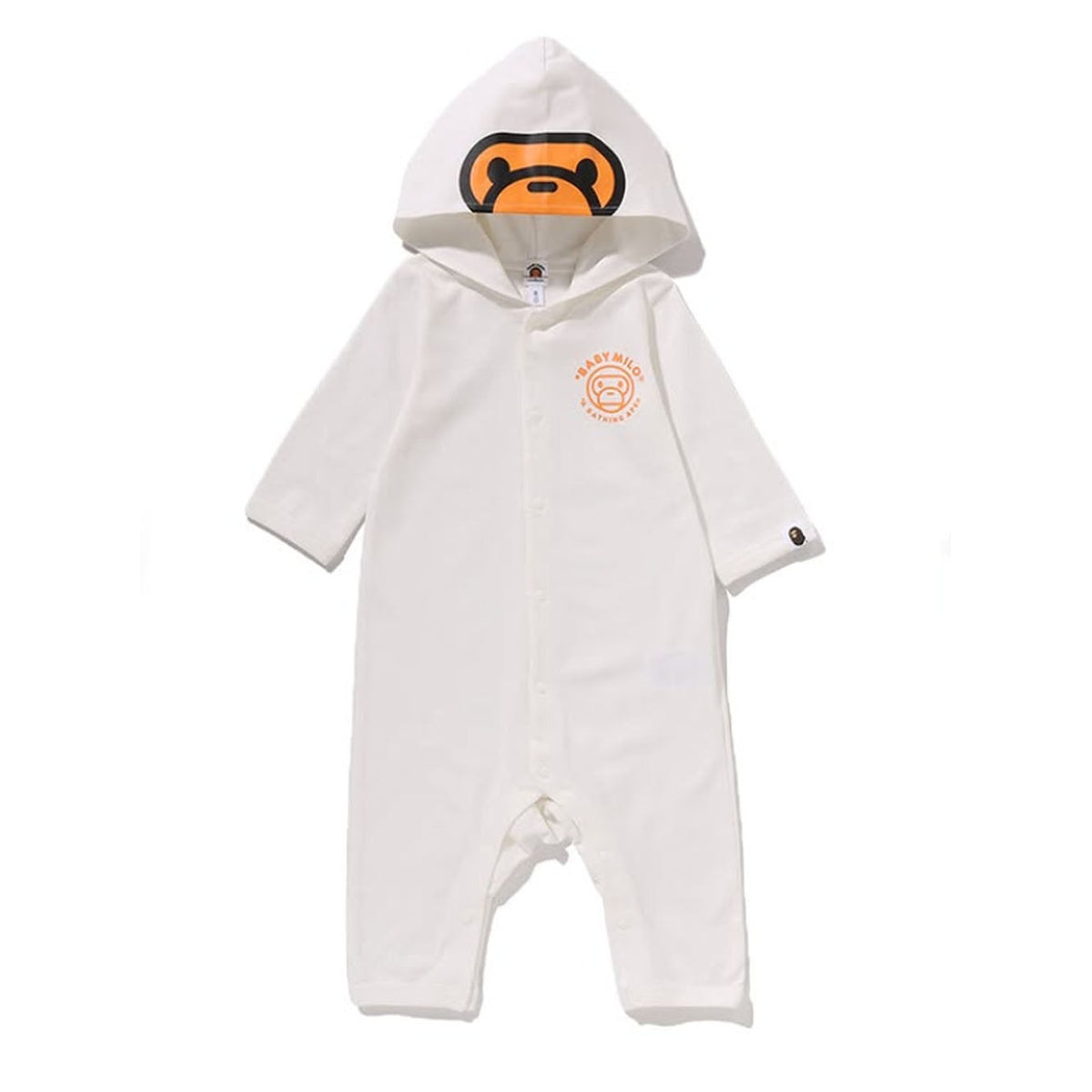 A BATHING APE BAPE KIDS BABY MILO HOODIE ROMPERS WHITE