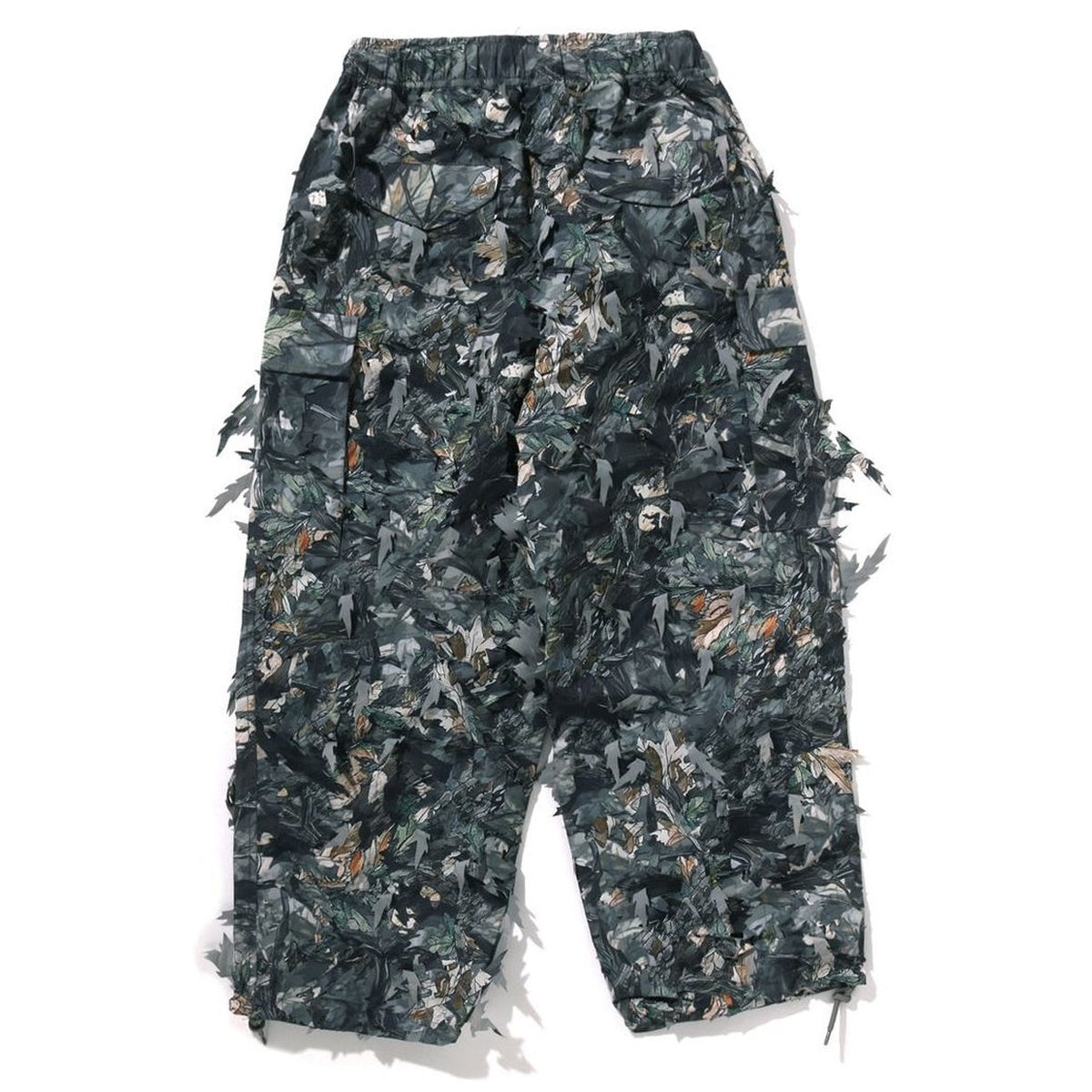 A BATHING APE BAPE TREE EDGE CAMO LASER CUT RELAXED FIT MILITARY PANTS BROWN