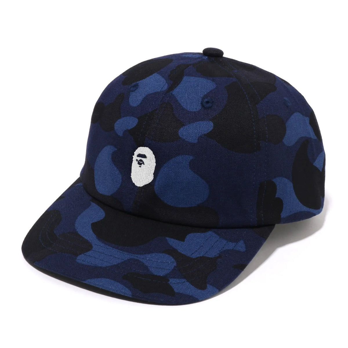 A BATHING APE BAPE COLOR CAMO APE HEAD ONE POINT PANEL CAP - ONLINE EXCLUSIVE - NAVY
