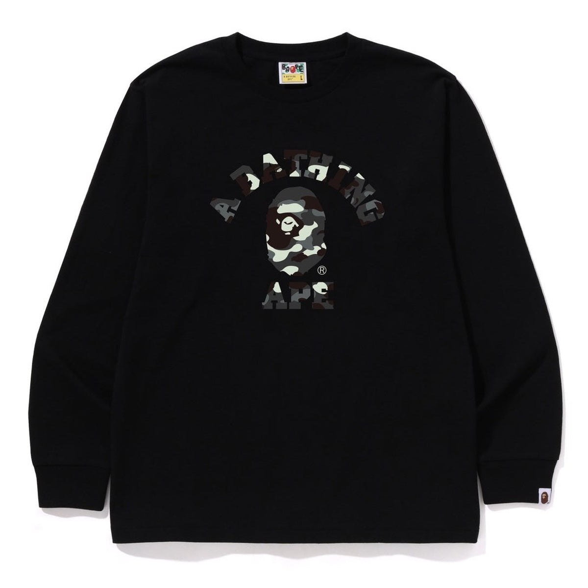 A BATHING APE BAPE CITY CAMO COLLEGE L/S TEE BLACK