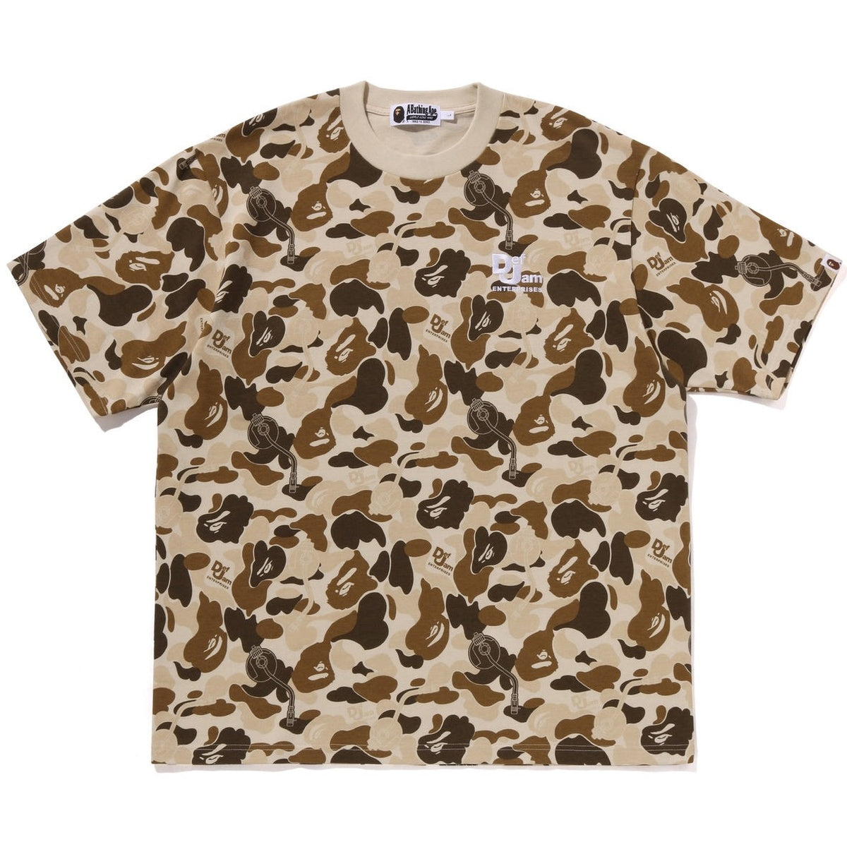 A BATHING APE BAPE DEF JAM CAMO RELAXED FIT TEE BEIGE