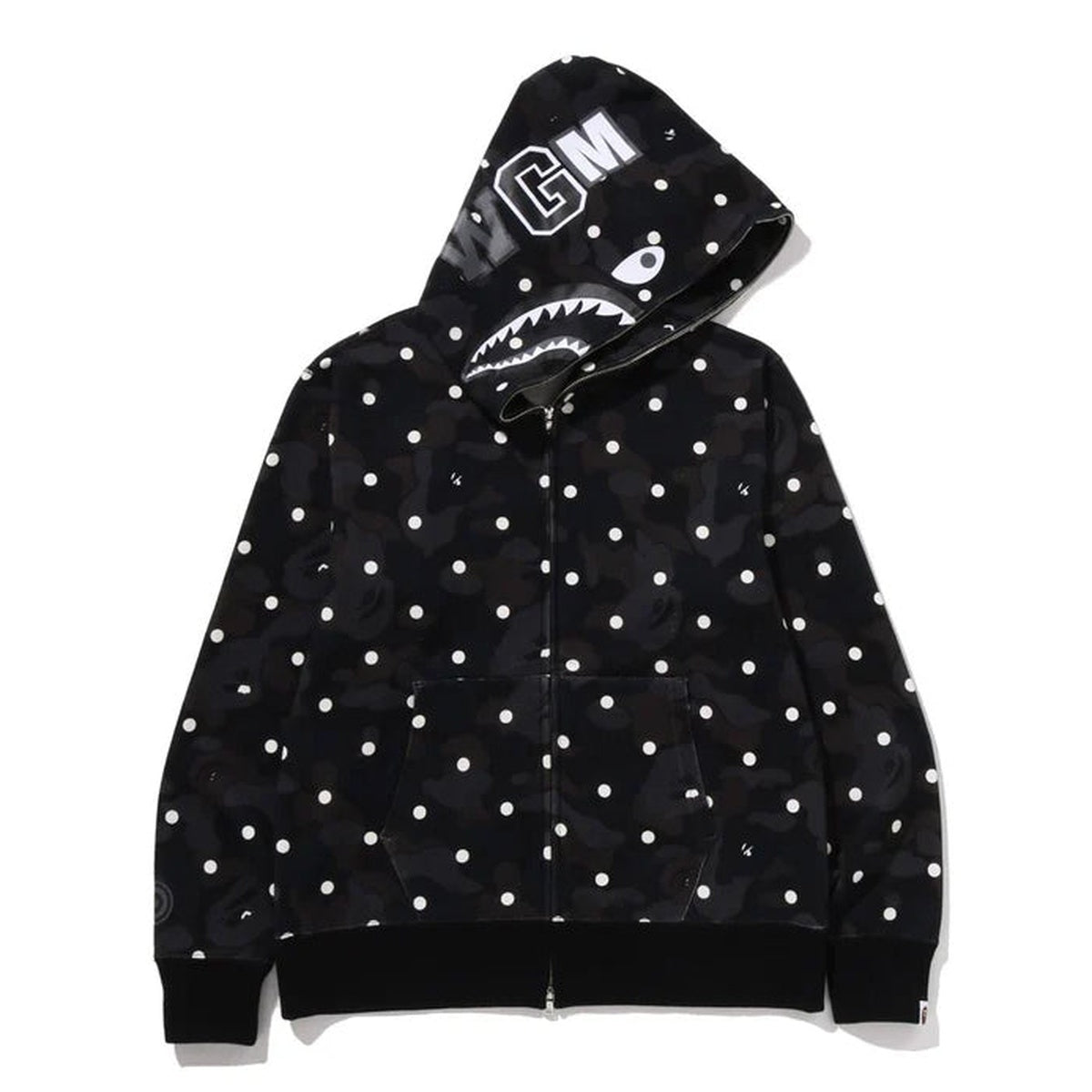 A BATHING APE BAPE ABC DOT SHARK FULL ZIP HOODIE BLACK