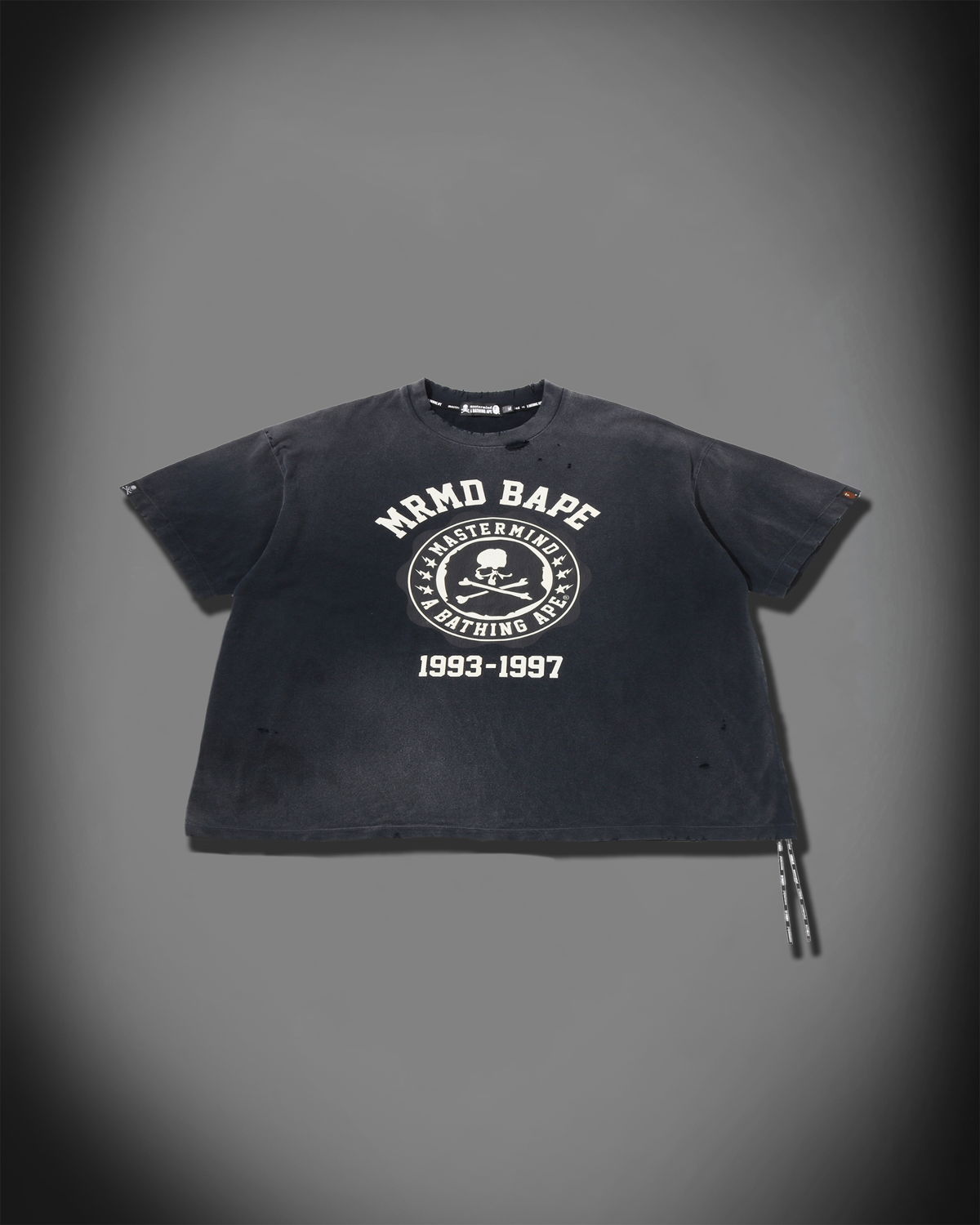 A BATHING APE BAPE x mastermind JAPAN SKULL VINTAGE EFFECT RELAXED FIT TEE BLACK
