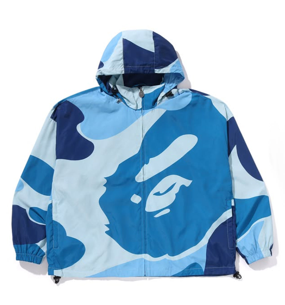 A BATHING APE BAPE ABC CAMO NYLON HOODED JACKET BLUE