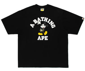 A BATHING APE BAPE x DISNEY MICKEY MOUSE COLLEGE RELAXED FIT TEE BLACK