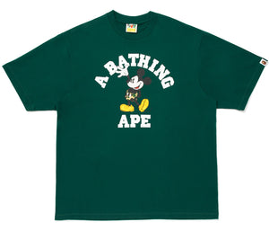 A BATHING APE BAPE x DISNEY MICKEY MOUSE COLLEGE RELAXED FIT TEE GREEN