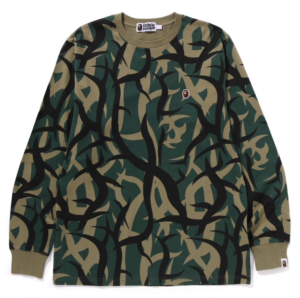 A BATHING APE BAPE TRIAL CAMO ONE POINT L/S TEE GREEN