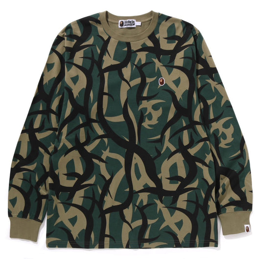 A BATHING APE BAPE TRIAL CAMO ONE POINT L/S TEE GREEN