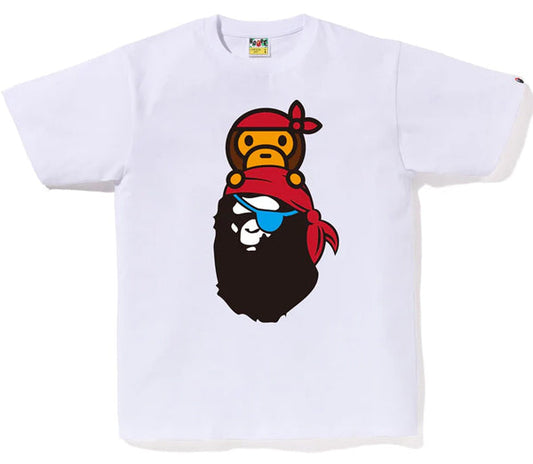 A BATHING APE BAPE APE PIRATE MILO ON APE HEAD TEE WHITE