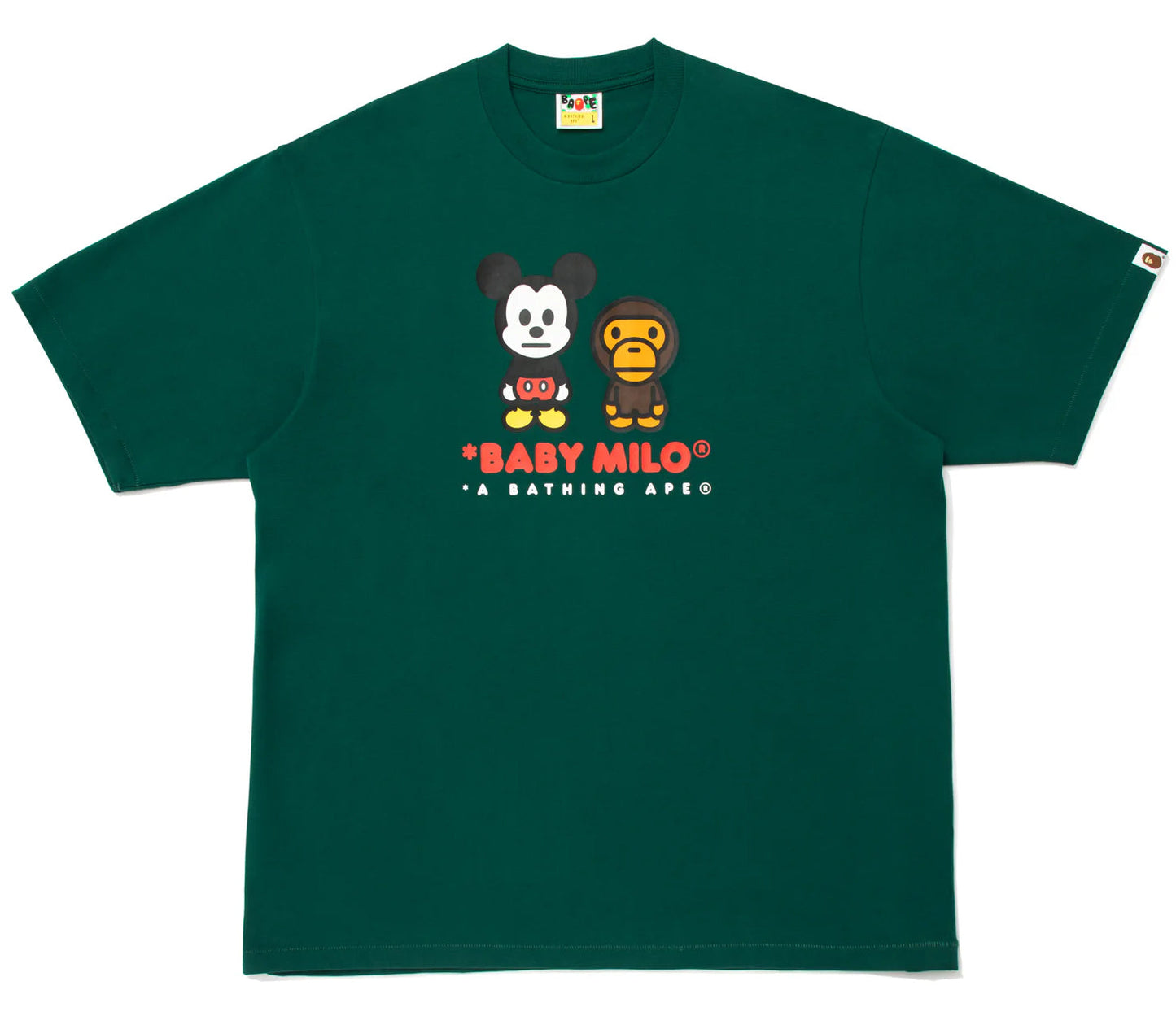 A BATHING APE BAPE x DISNEY MICKEY MOUSE BABY MILO RELAXED FIT TEE GREEN