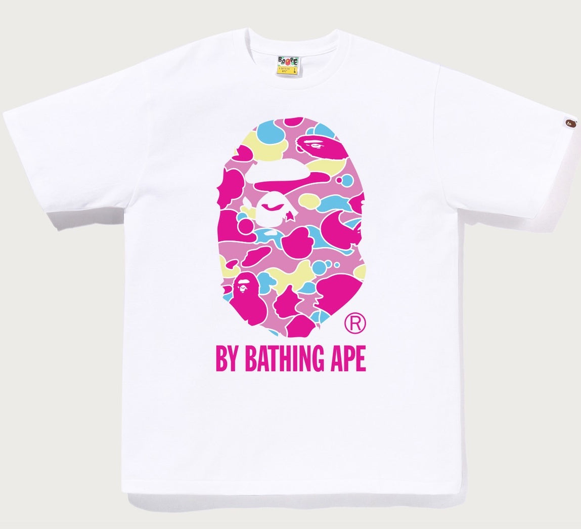 A BATHING APE STA CAMO BY BATHING APE TEE WHITE PINK