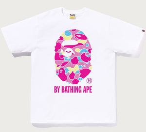 A BATHING APE STA CAMO BY BATHING APE TEE WHITE PINK