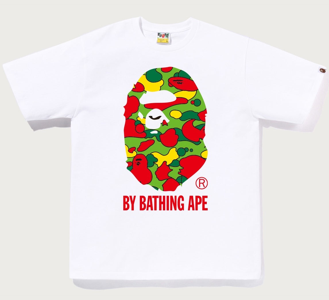 A BATHING APE STA CAMO BY BATHING APE TEE WHITE MULTI