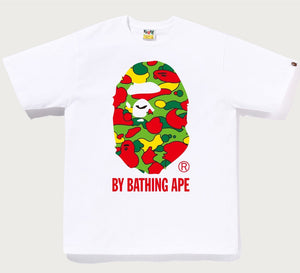 A BATHING APE STA CAMO BY BATHING APE TEE WHITE MULTI